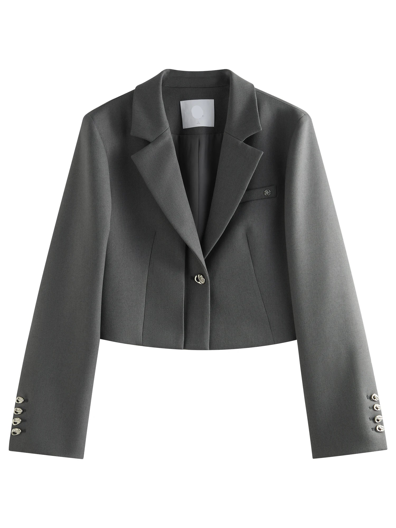 FSLE Women Spring Black Suit Sets Office Lady Temperament Short Single Button Blazers Full Length Trousers 25FS11065+25FS11066