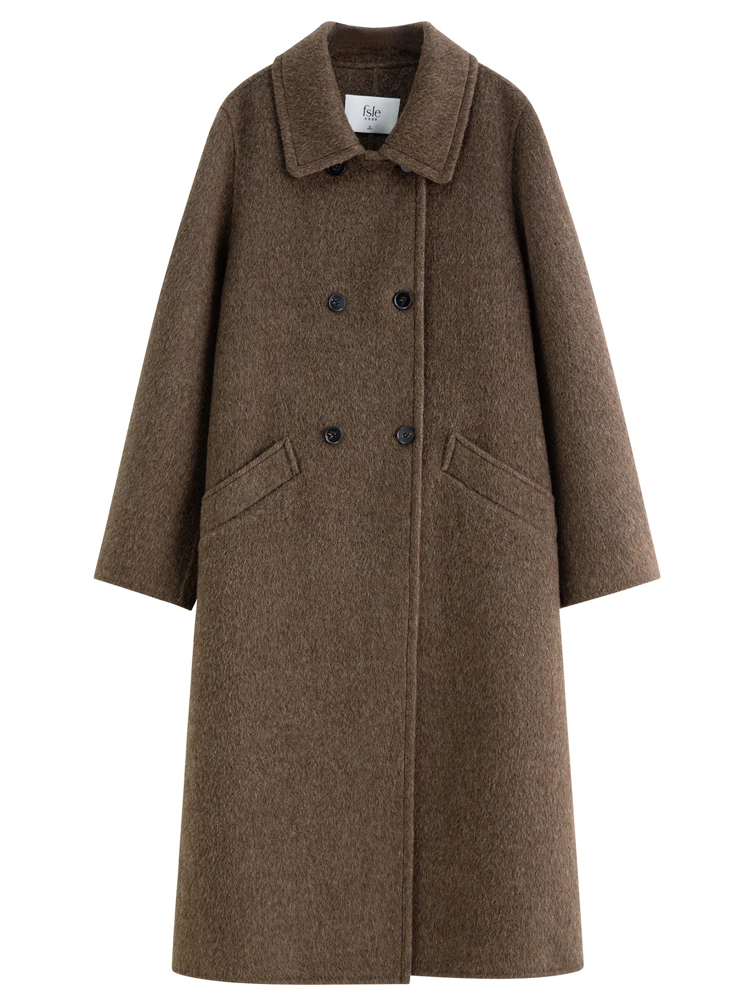 FSLE 2025 Women's Yak Wool Blend Coat - Peter Pan Collar Double Breasted Winter Trench with Flattering Silhouette Office Elegant