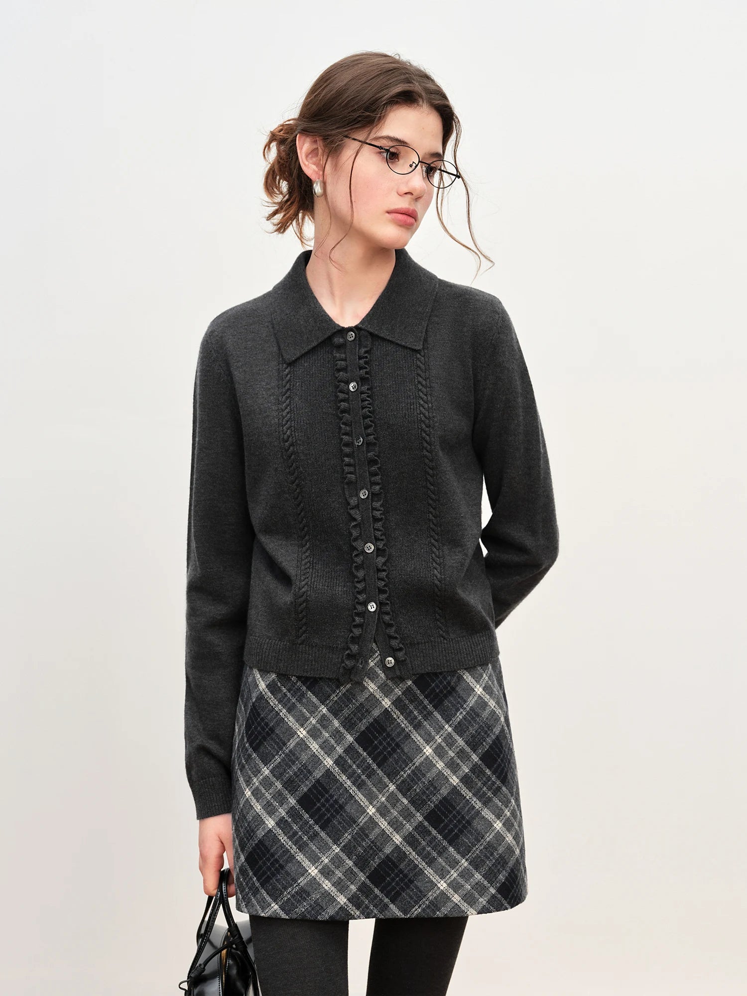 FSLE French Style Wood Ear Hem Heavy Cable Knit Sweater for Women Winter 2025 New Sweater