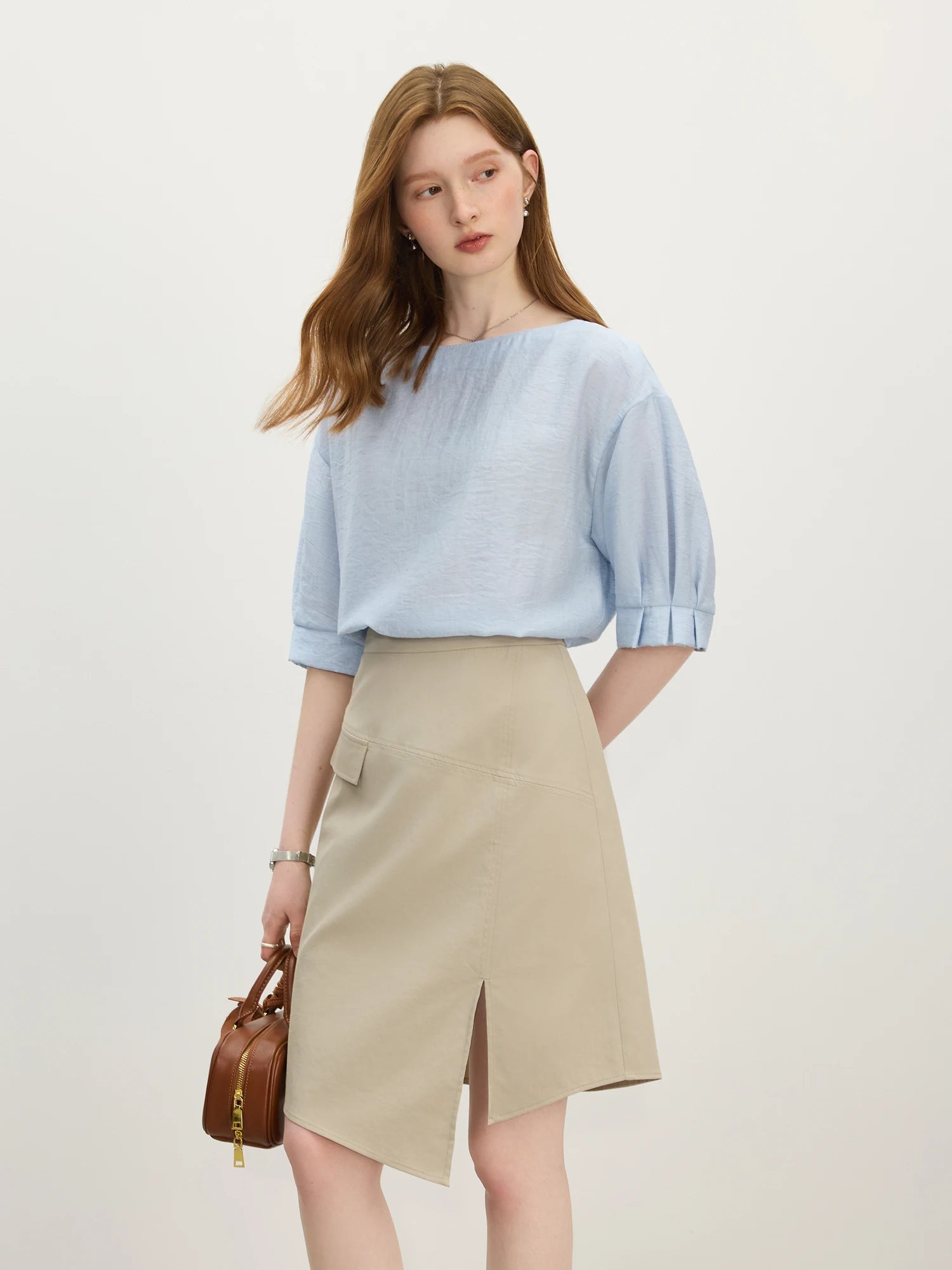 FSLE Women 2025 Summer New Style Design-Sensitive Asymmetric Workwear-Style Half Skirt for Commuting A-Line Mini Skirt 25FS12434