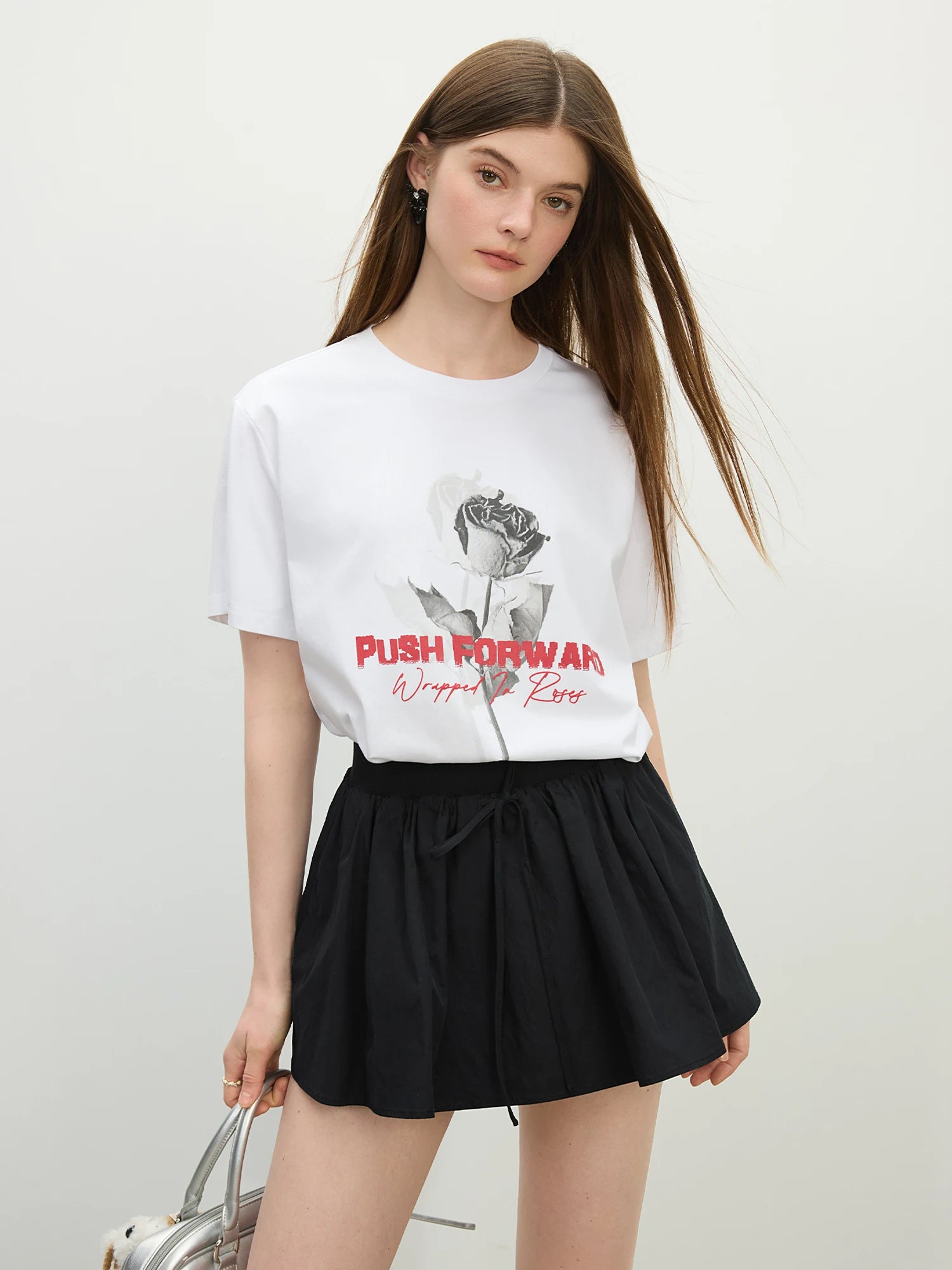 FSLE Youthful 3D Floral Puffed A-line Skirt Shorts - 2025 Summer New Arrival Versatile Mini Skirt For Women  25FS12451