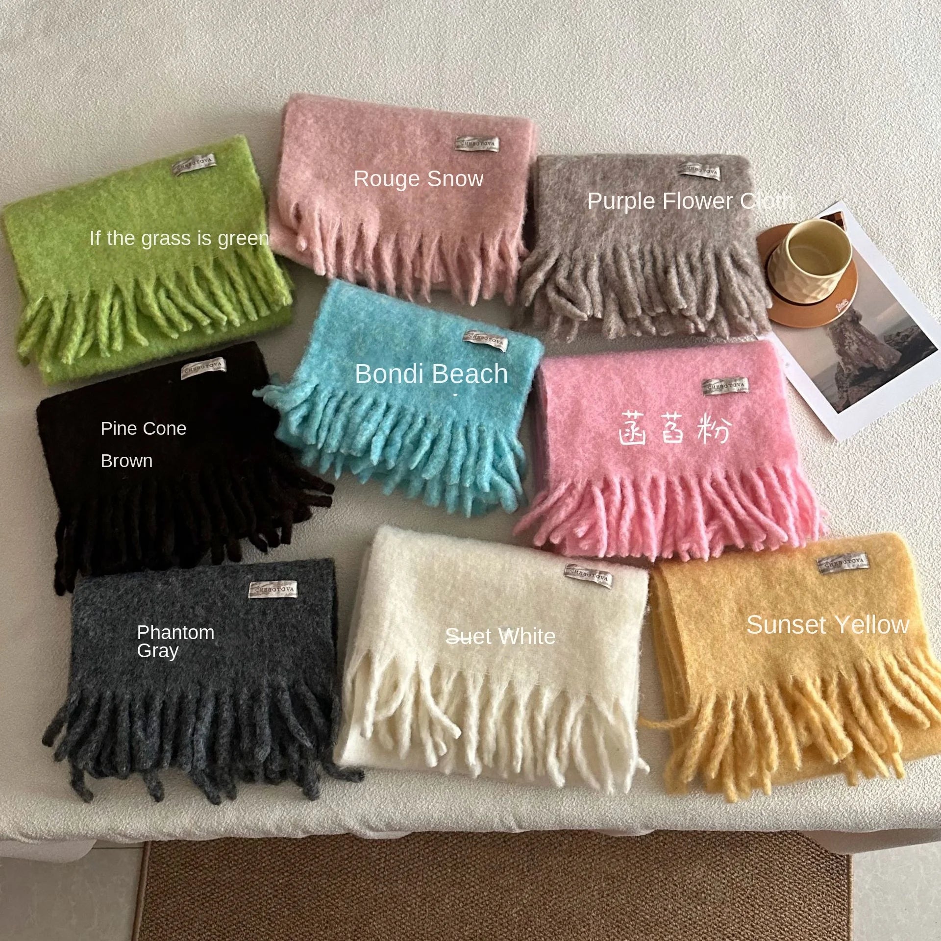 USPOP 80% Wool Woolen Scarf  for Winter Solid Color Versatile Couple's Cold-proof Shawl