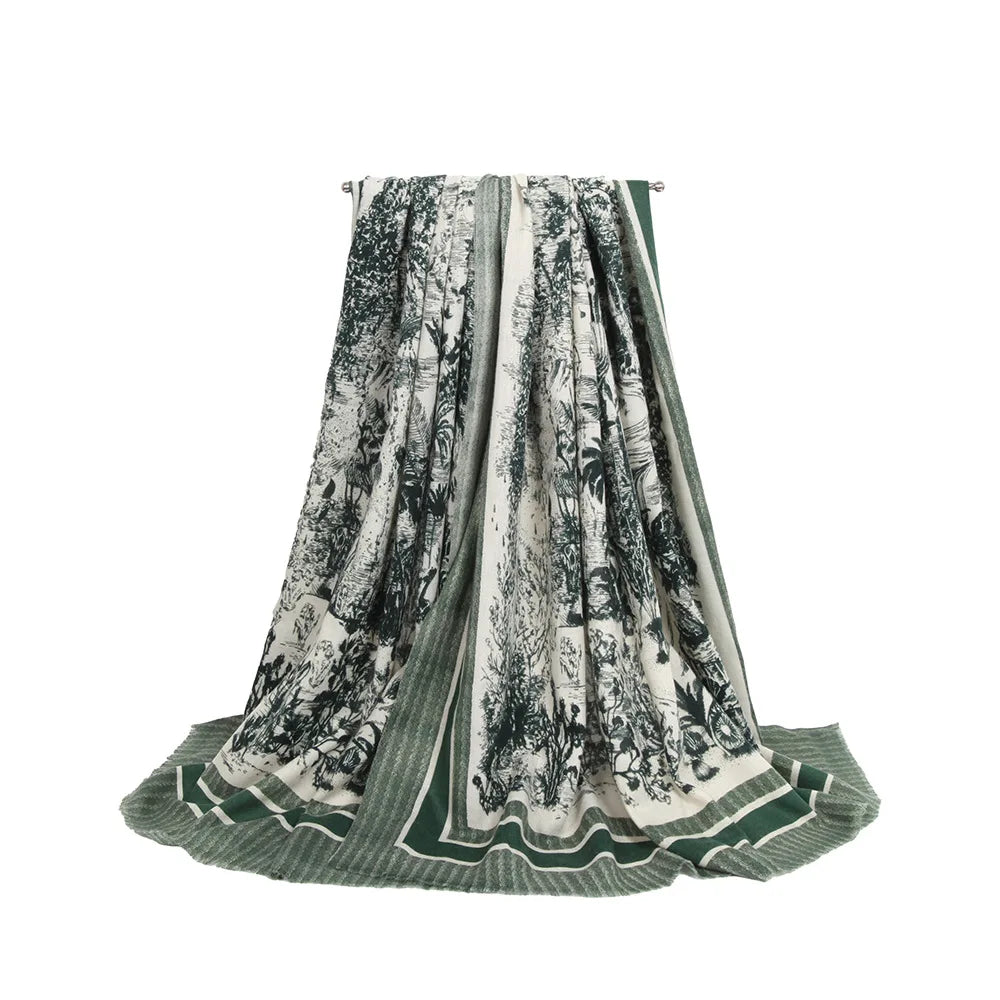 USPOP New Jungle Print Milk Fleece Scarf for Women, Autumn Winter Warm Shawl Wrap Neck Scarf