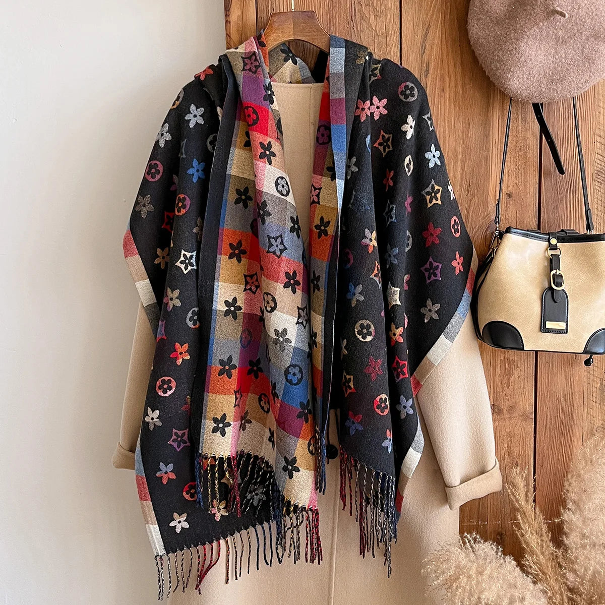 New Brand National Style Cashmere Scarf Winter Women Pashmina Shawls Warm Blanket Wraps Female Foulard Bandana Thick Scarves