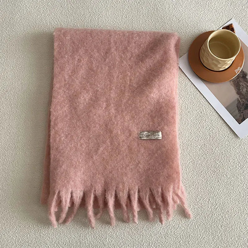 USPOP 80% Wool Woolen Scarf  for Winter Solid Color Versatile Couple's Cold-proof Shawl