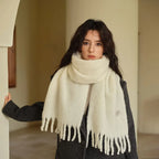 USPOP 80% Wool Woolen Scarf  for Winter Solid Color Versatile Couple's Cold-proof Shawl