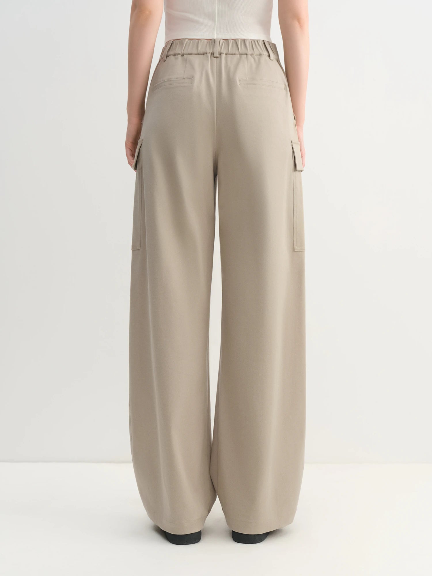 FSLE Light Khaki Women's Winter Casual Pants Wide Leg Oversized Workwear Design New Arrival 2025 Versatile and Comfortable Pants