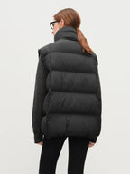 FSLE 2025 Winter Women's Korean Style Stand Collar Puffer Vest - Lightweight Down-Free Design Oversized Cloud-Like Fit Casual