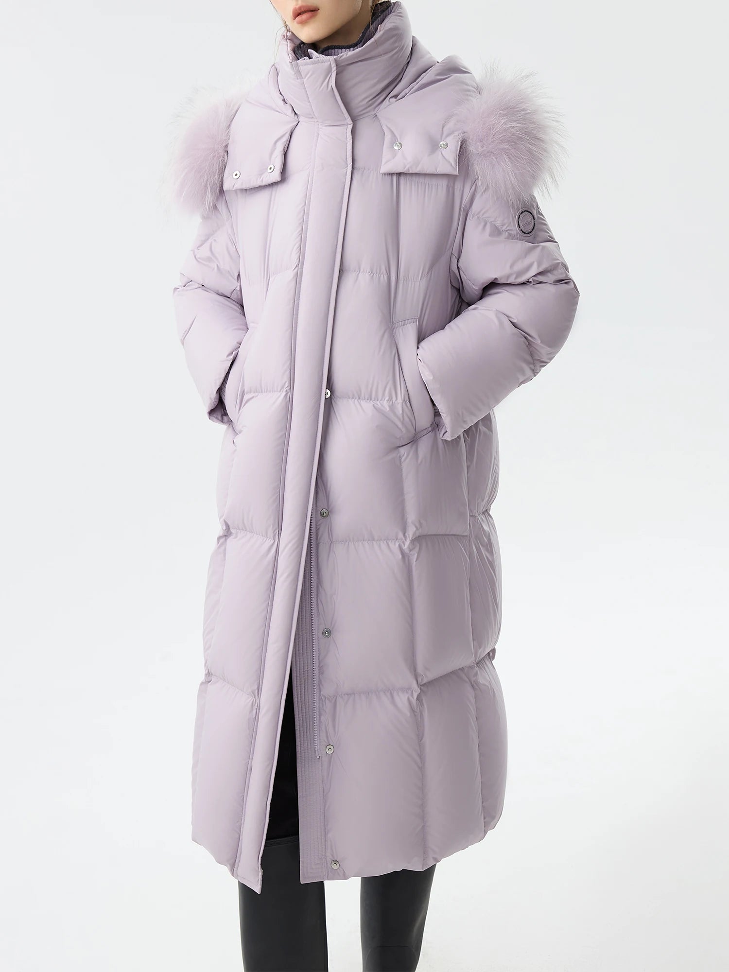 FSLE 225.07G Filling Amount Long Fur Collar Down Jacket for Women Winter 2024 New Thickened Over-the-knee Warm Coat 24FS14205