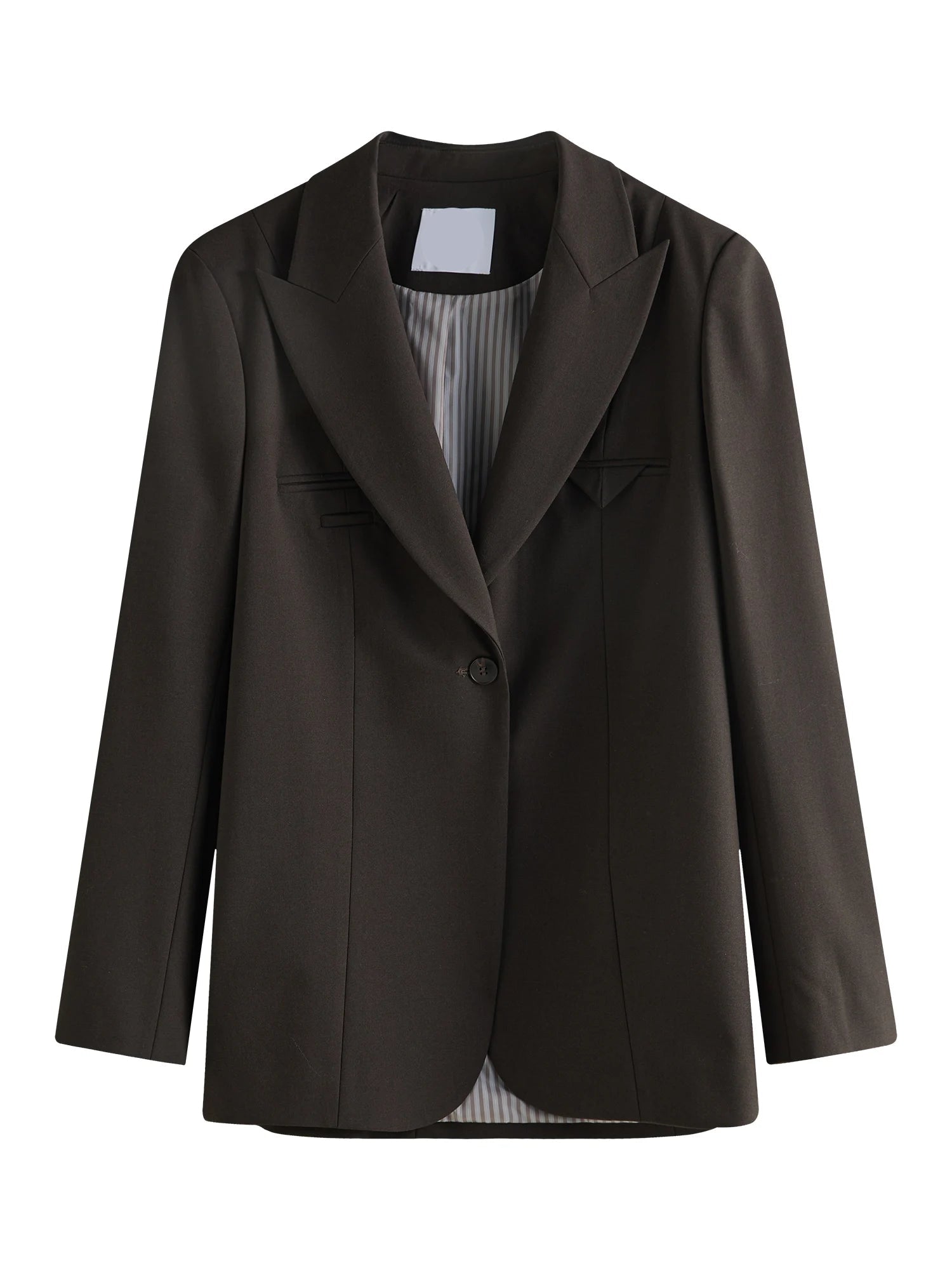 FSLE Women Winter Brown Suit Sets Notched Collar Female Commuter Blazers High Waist Pleated Mini Skirt 24FS14712+24FS14704