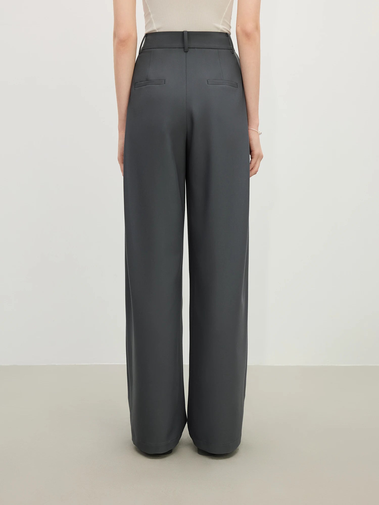 FSLE 2025 Summer Women's Designer-Inspired Side-Pleated Trousers - Tailored Straight-Leg Cut & Breathable Twill Casual Office