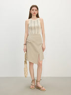 FSLE Women 2025 Summer New Style Design-Sensitive Asymmetric Workwear-Style Half Skirt for Commuting A-Line Mini Skirt 25FS12434