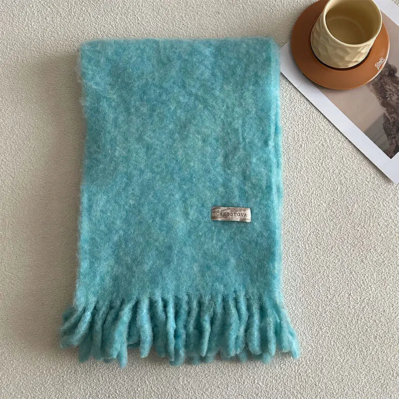 USPOP 80% Wool Woolen Scarf  for Winter Solid Color Versatile Couple's Cold-proof Shawl