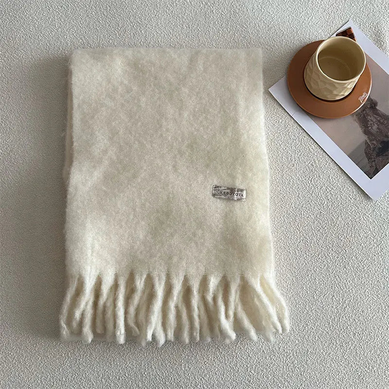 USPOP 80% Wool Woolen Scarf  for Winter Solid Color Versatile Couple's Cold-proof Shawl