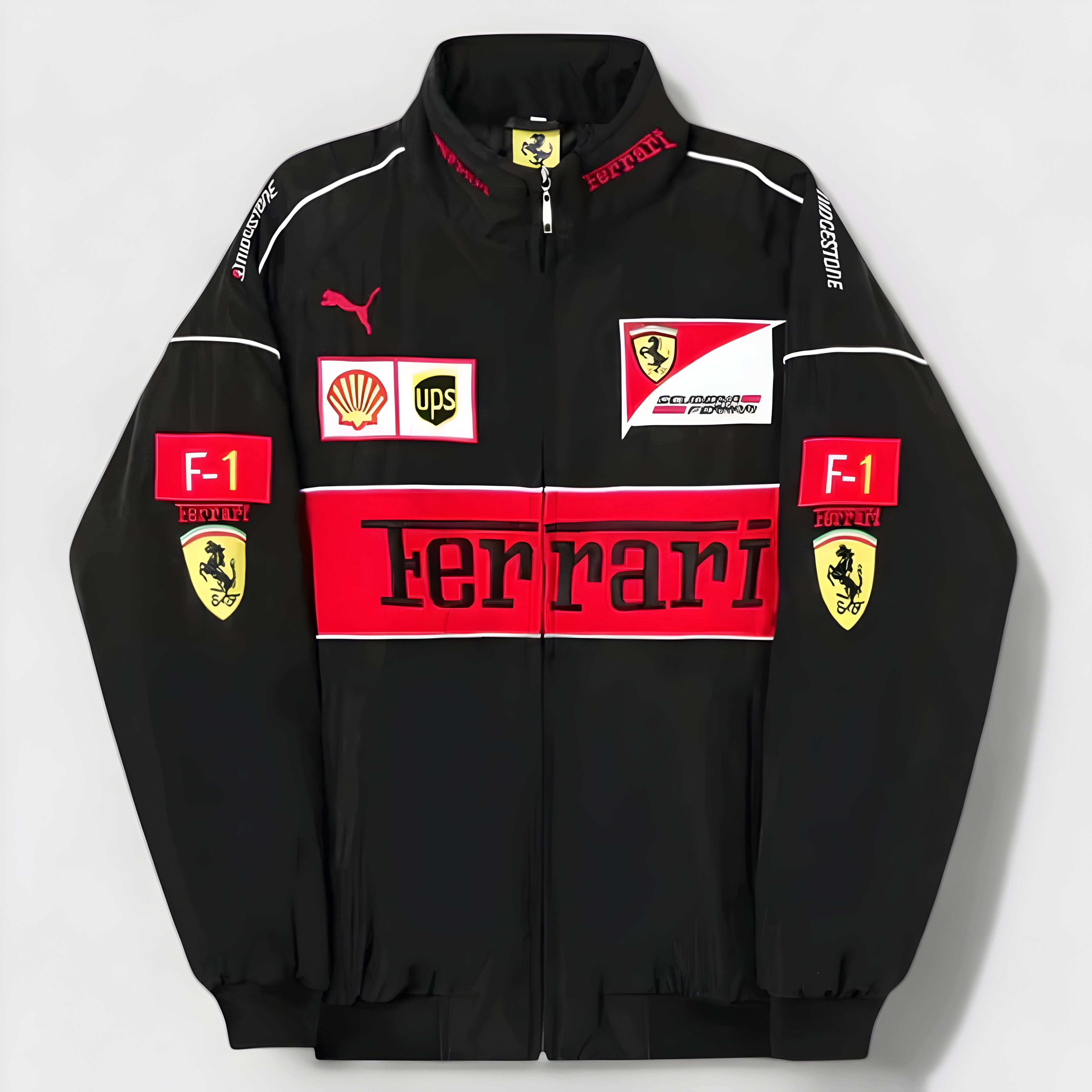Vintage Unisex Ferrari Racing Jacket - Classic Logo Design, Retro Style