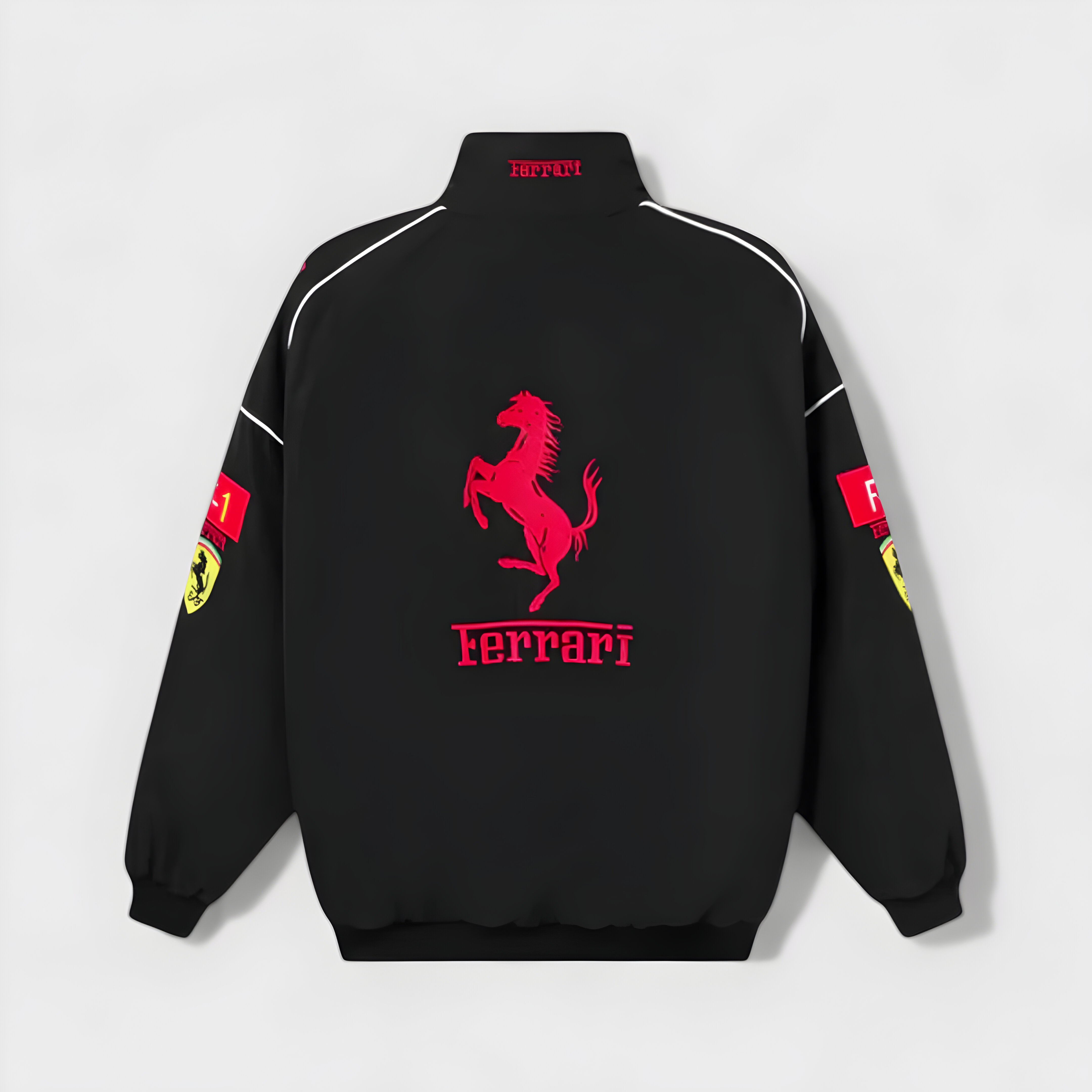 Vintage Unisex Ferrari Racing Jacket - Classic Logo Design, Retro Style