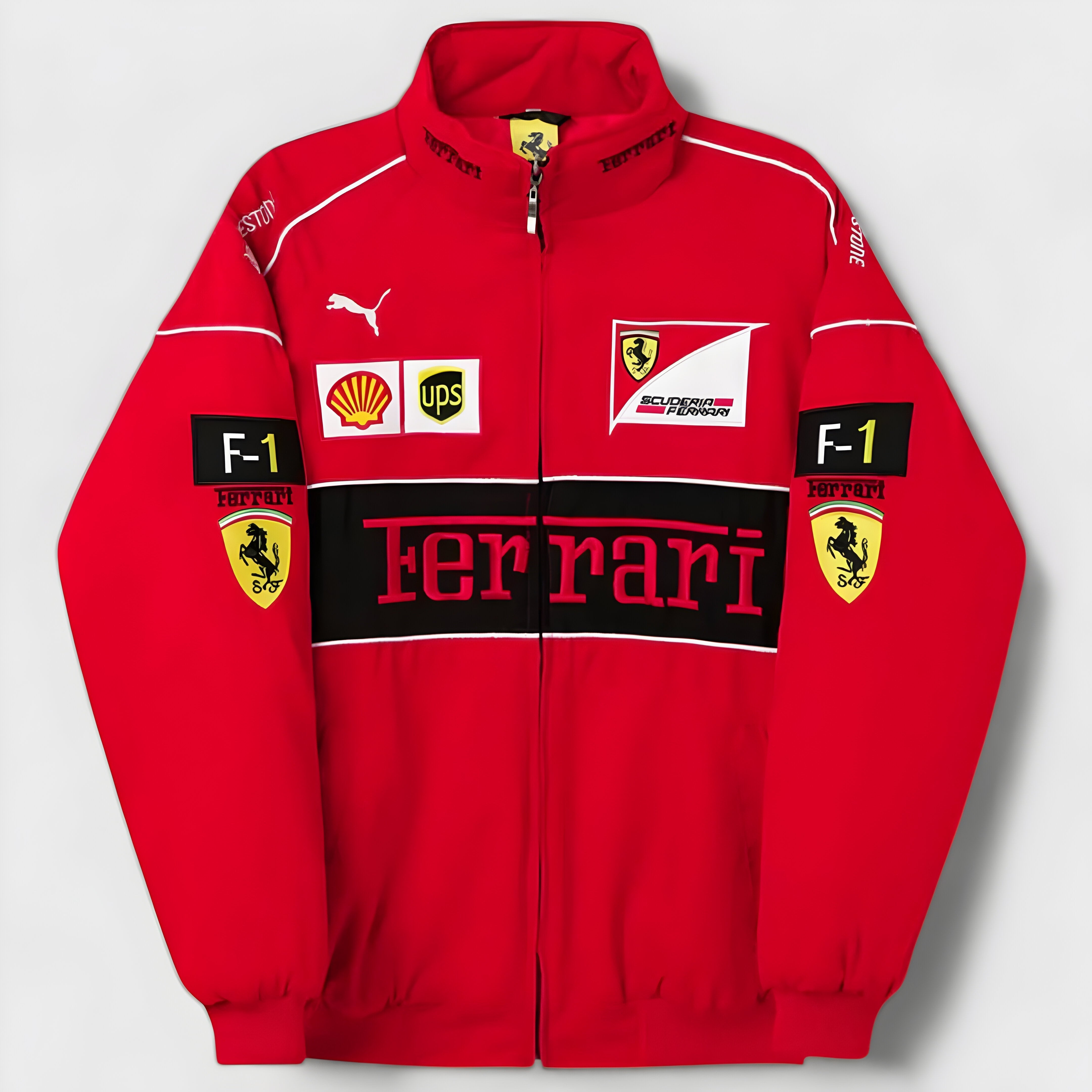 Vintage Unisex Ferrari Racing Jacket - Classic Logo Design, Retro Style