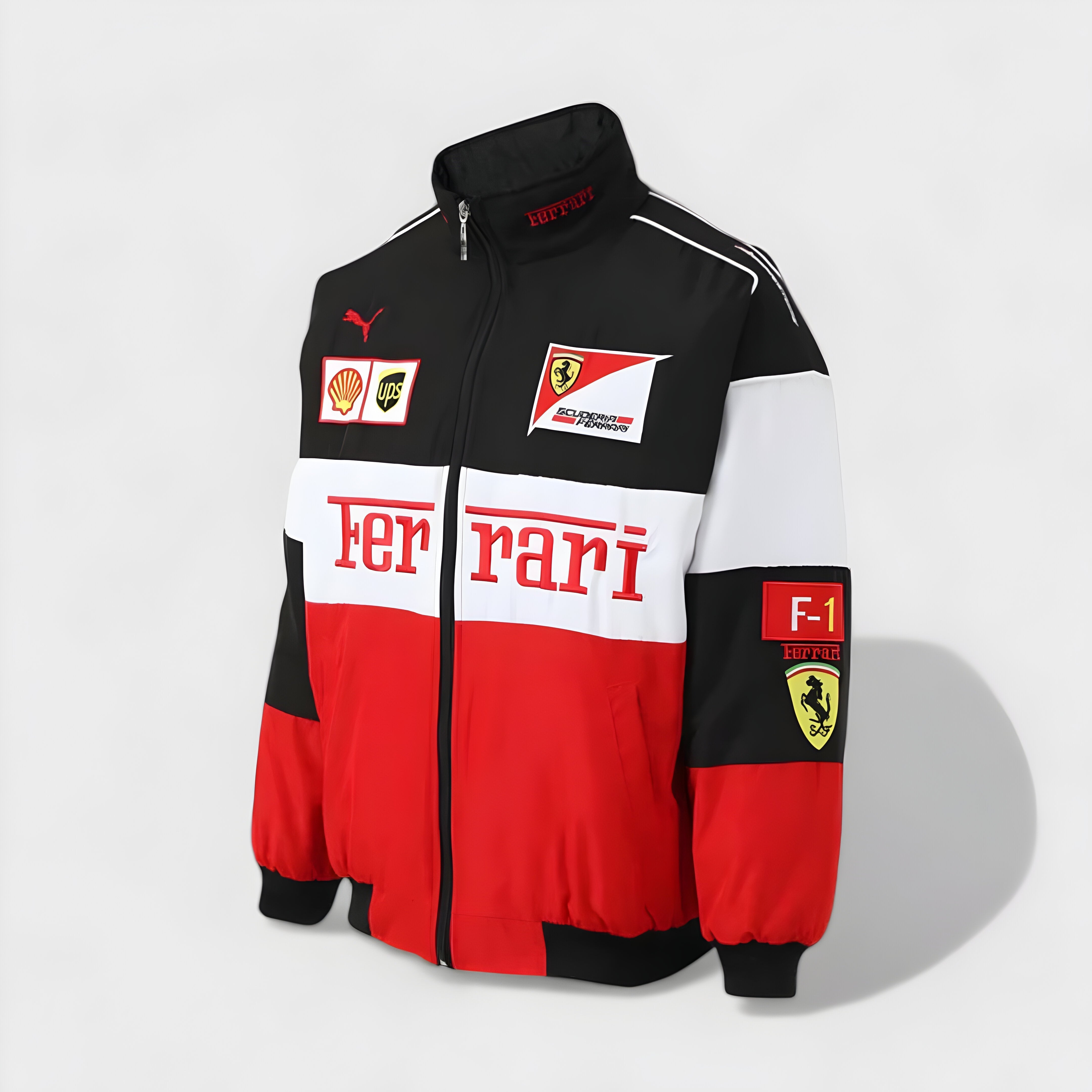 Vintage Unisex Ferrari Racing Jacket - Classic Logo Design, Retro Style