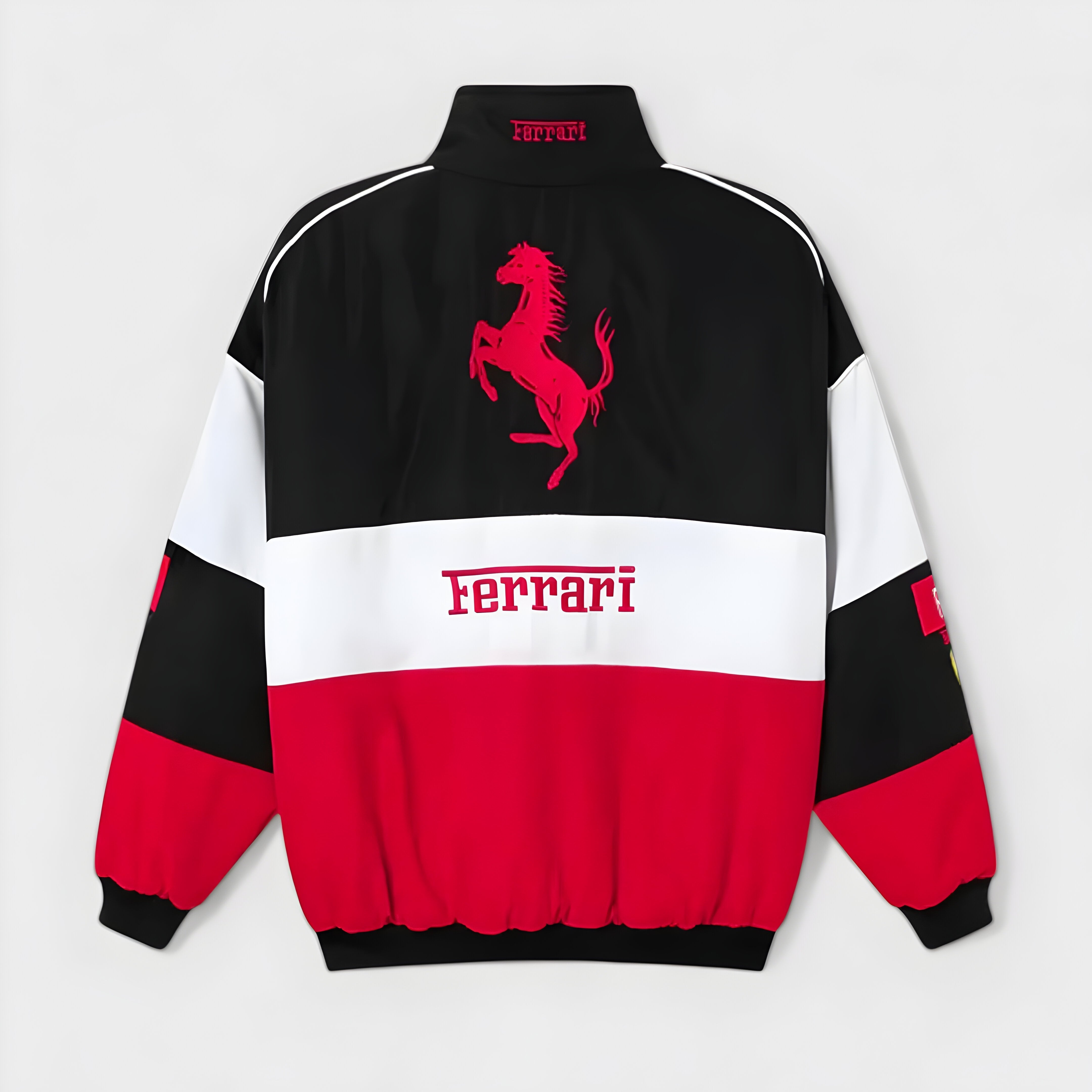 Vintage Unisex Ferrari Racing Jacket - Classic Logo Design, Retro Style